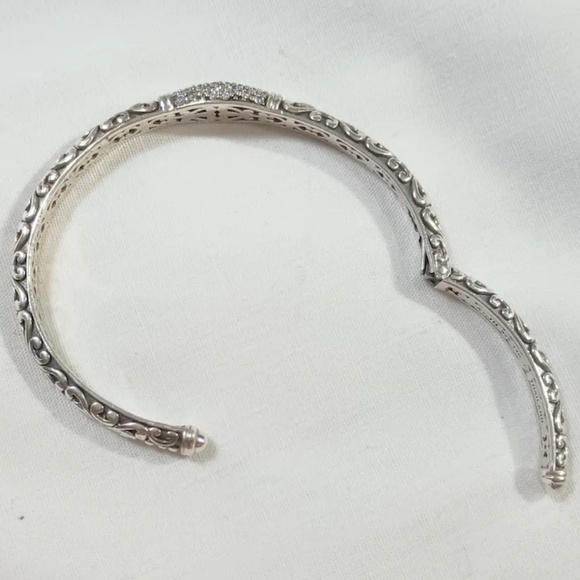 Angela by John Hardy sterling 14k gold cz hinged cuff bracelet - Picture 7 of 12